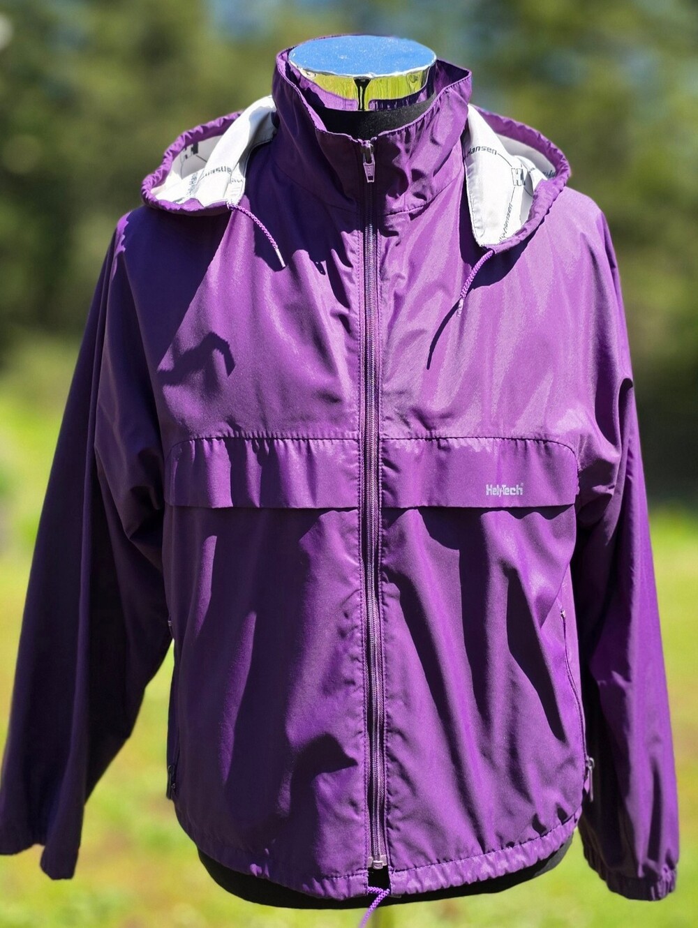 Vintage HELLY HANSEN Helly-Tech Windbreaker Packable Rain Jacket Womens S SM Y2K